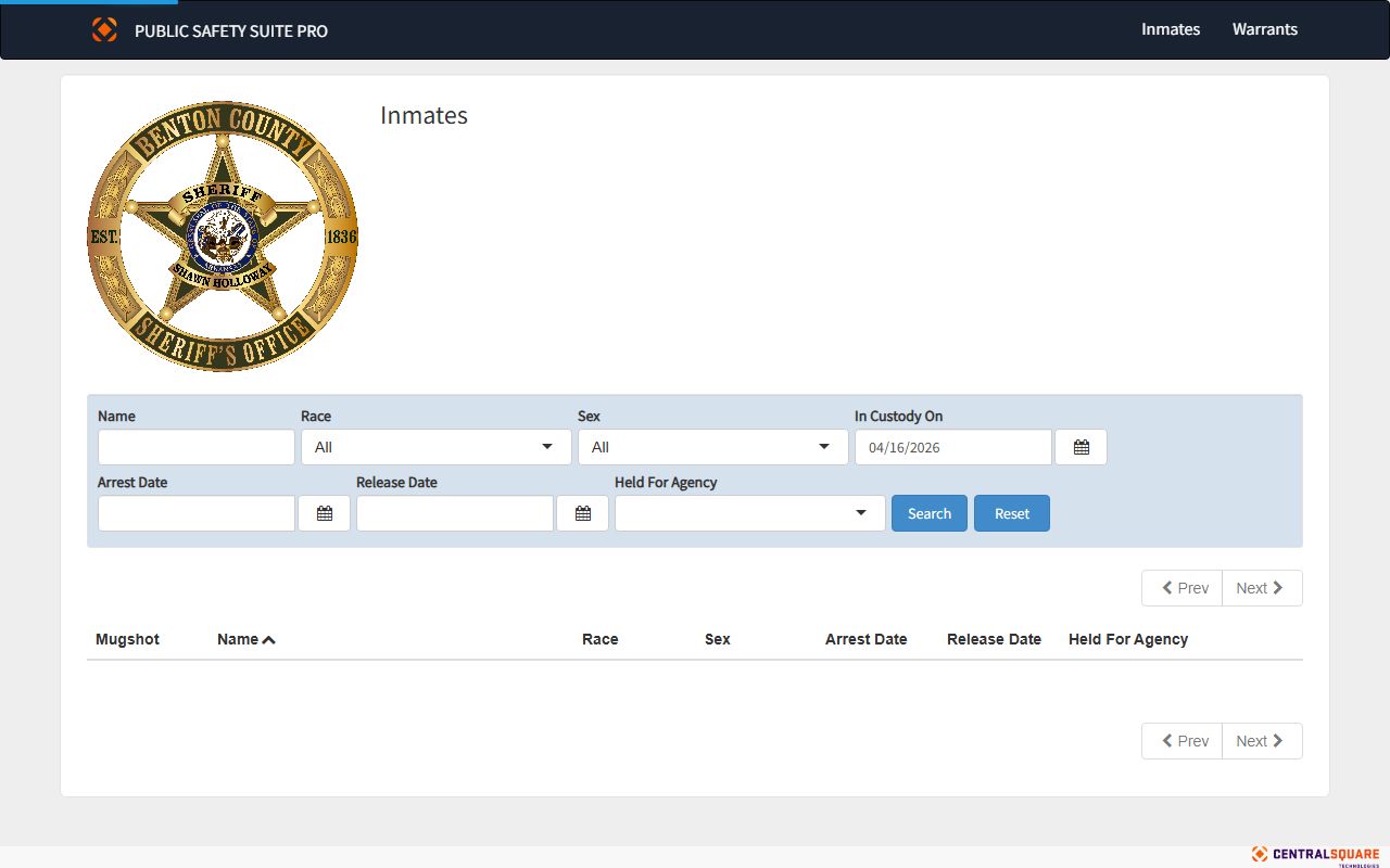 Benton County warrant records  -  inmate roster search