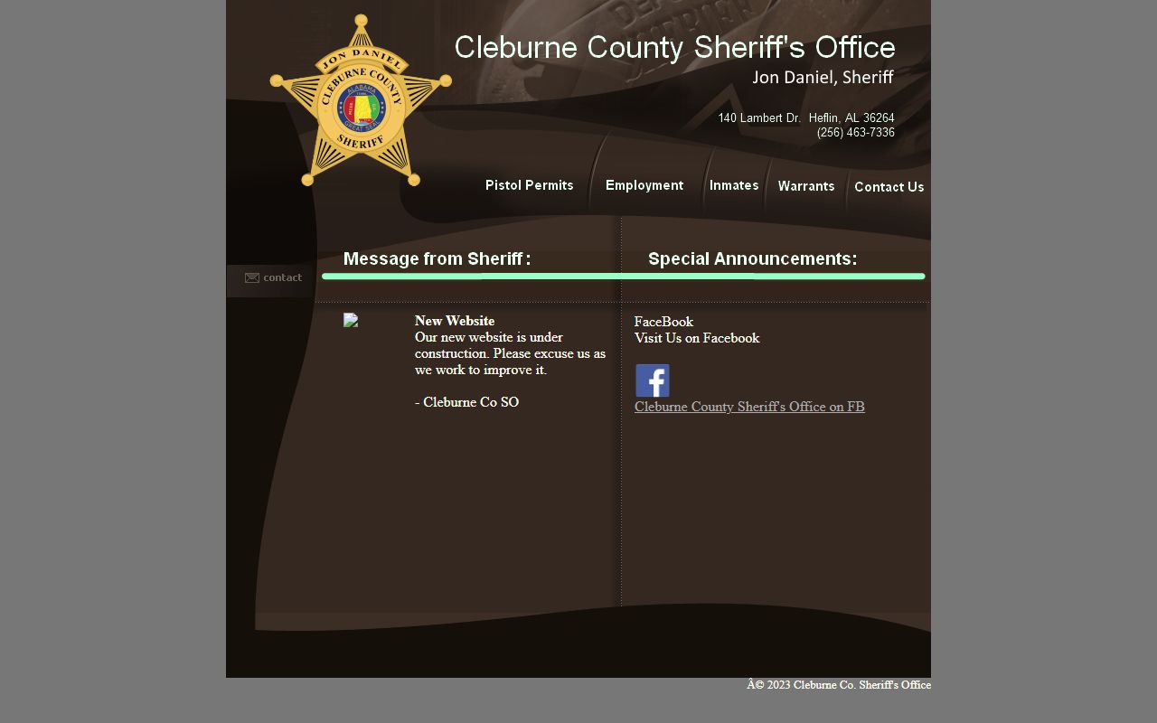 Cleburne County warrant records  -  Sheriff's Office website