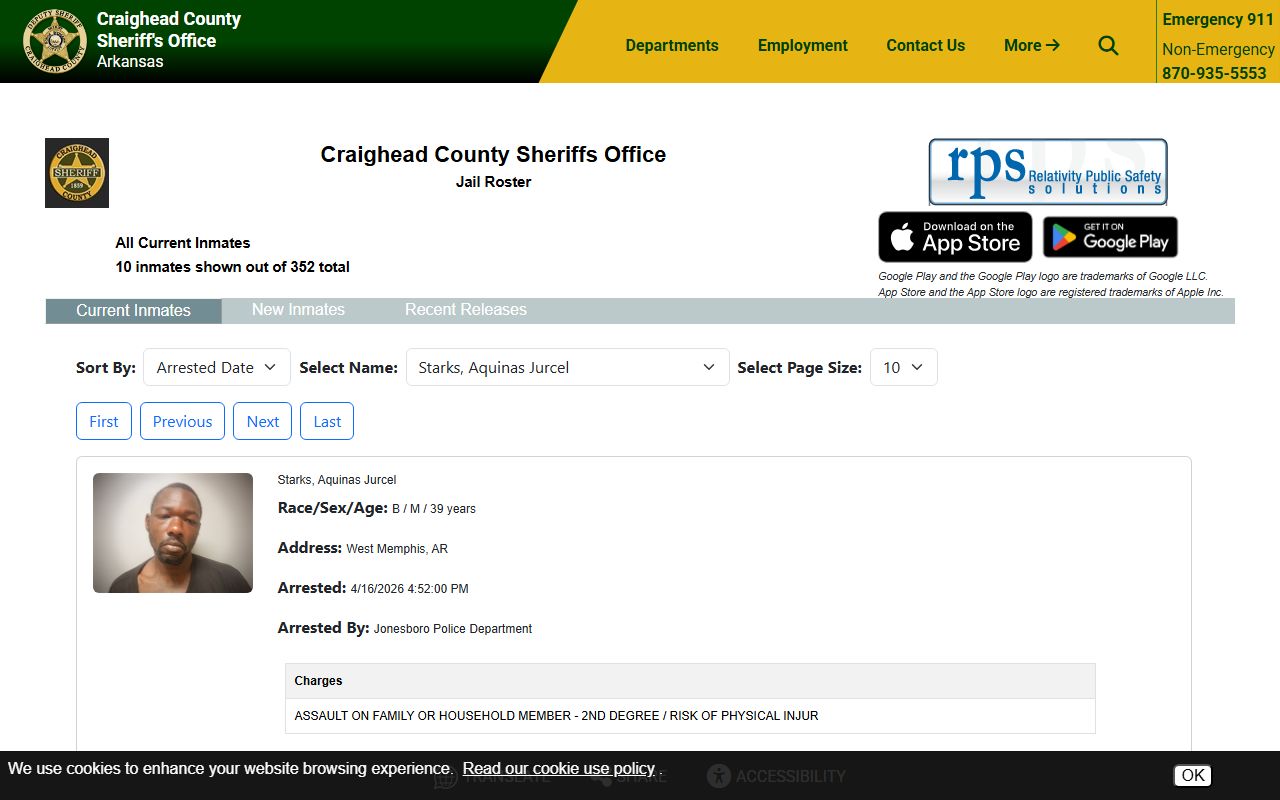 Craighead County warrant records  -  online inmate roster