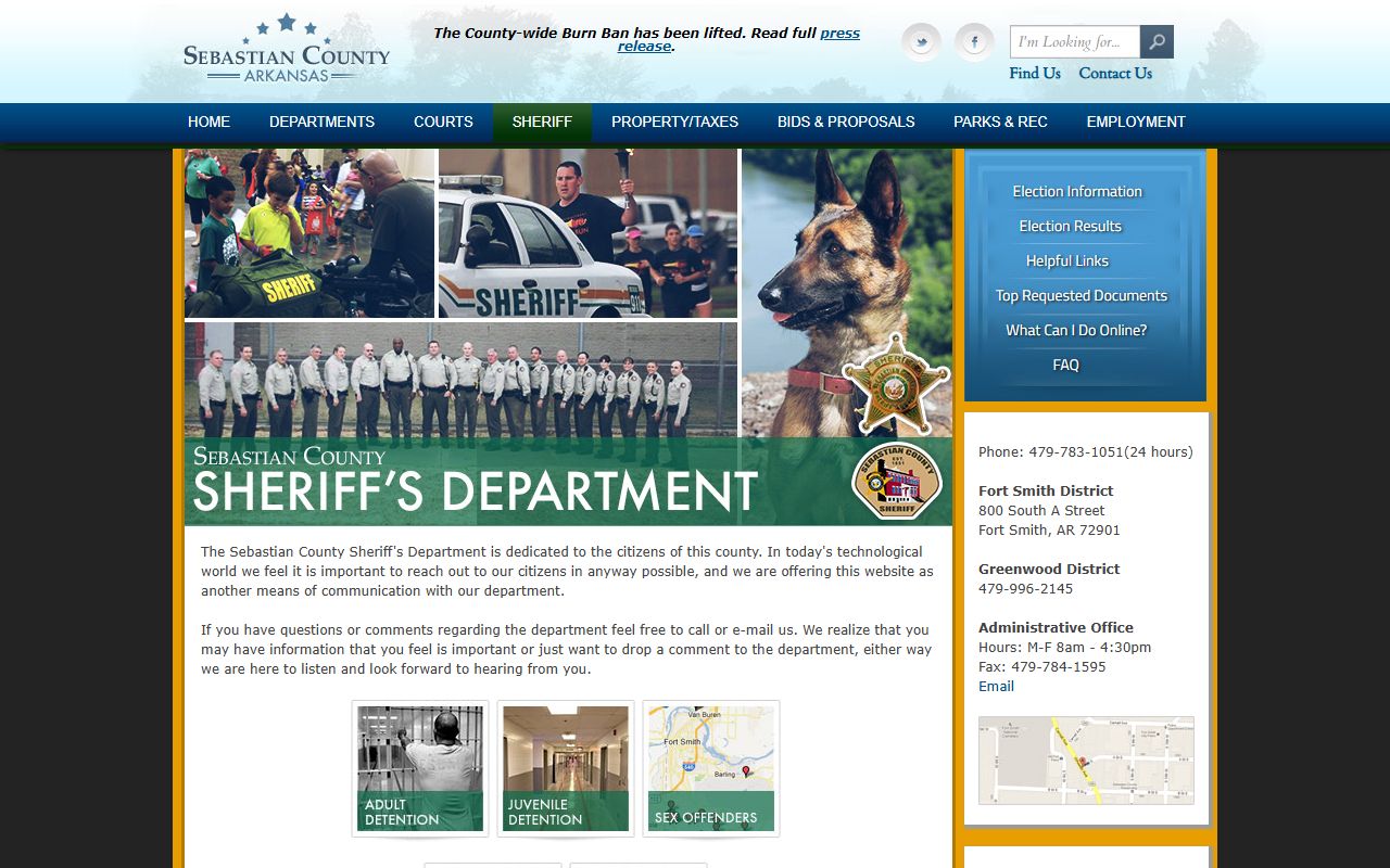Sebastian County Sheriff's Office site for warrant records